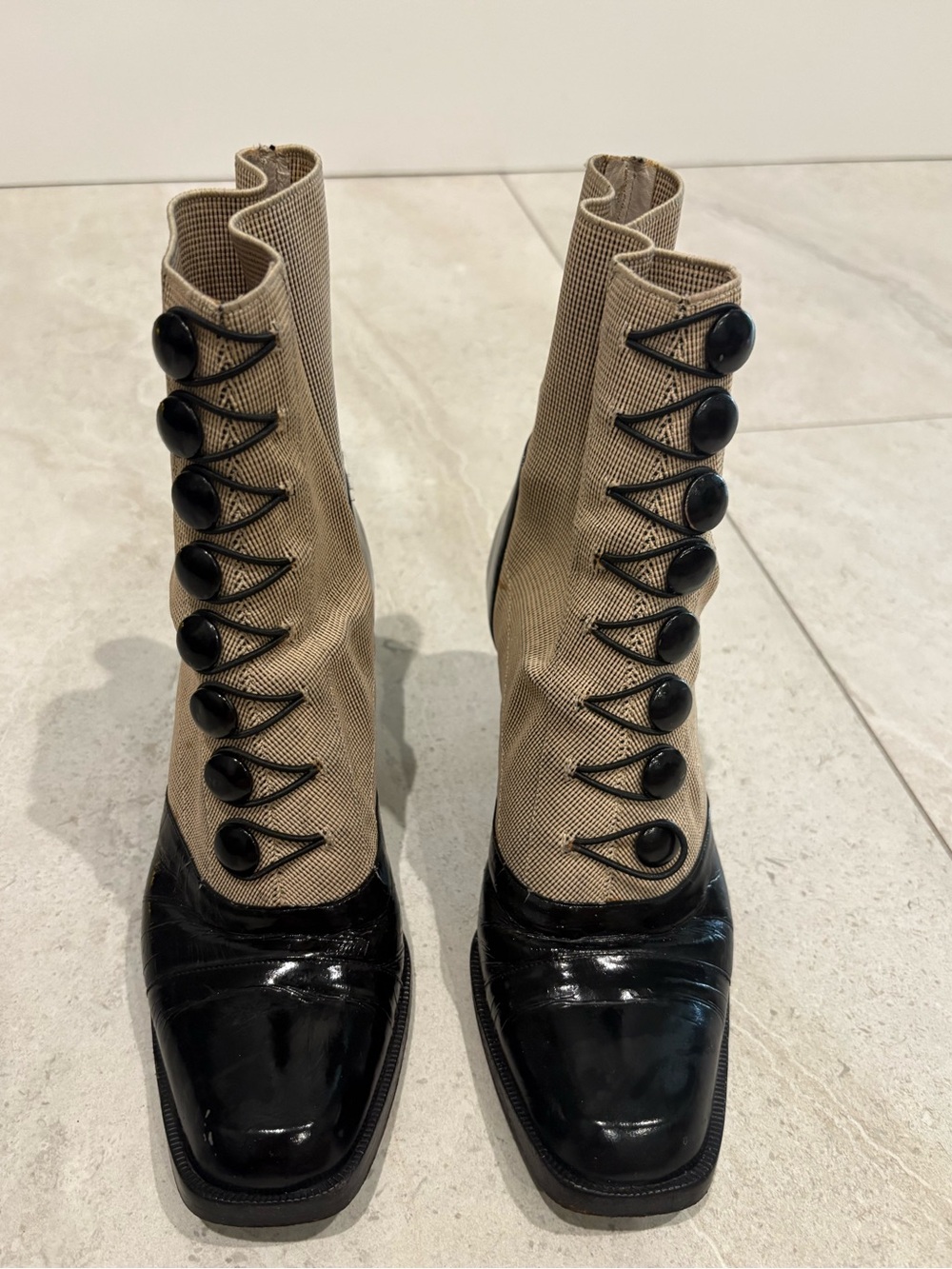 Giorgio Armani Vintage Boots Black & Taupe Size 36.5